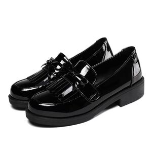 NWOT Self Esteem Glossy Black Girls Loafers